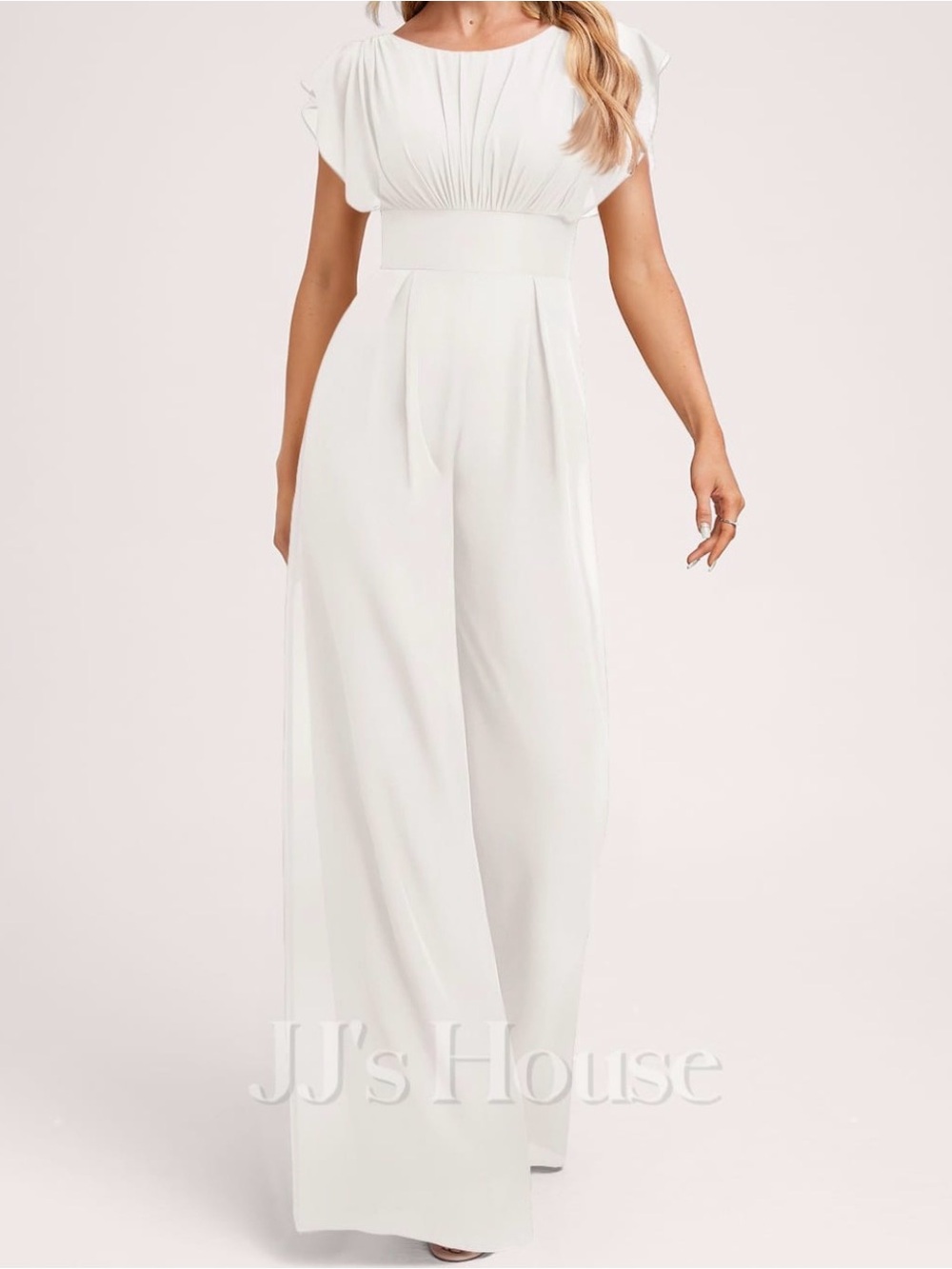 JJs House ivory chiffon jumpsuit Sophi